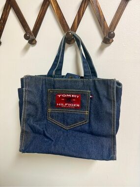 Vintage 90s Tommy Hilfiger Blue Denim Tote Bag